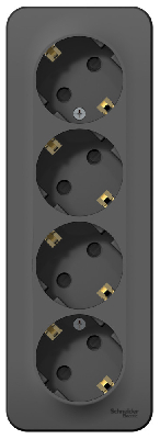 Розетка BLANCA наружная 4-я с заземлением со шторками с изоляционной пластиной 16А 250В антрацит