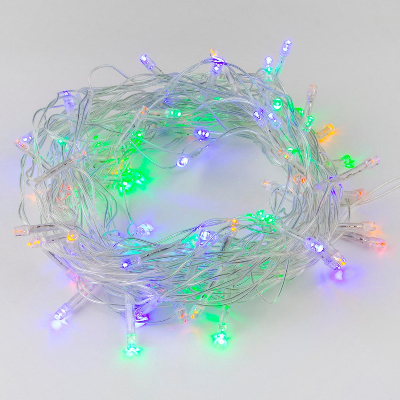 Гирлянда светодиодная 25 м соединяемая 225 светодиодов разноцветный свет прозрачный провод MULTI IP20