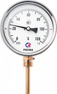 Термометр биметаллический радиальный БТ-52.211 0-60С 1/2' 100 кл.1.5