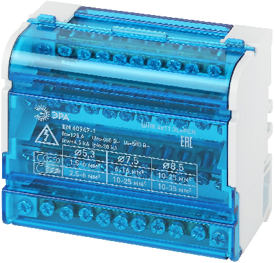 Шины на DIN-рейку в корпусе (кросс-модуль) ШНК 4х11 3L+PEN