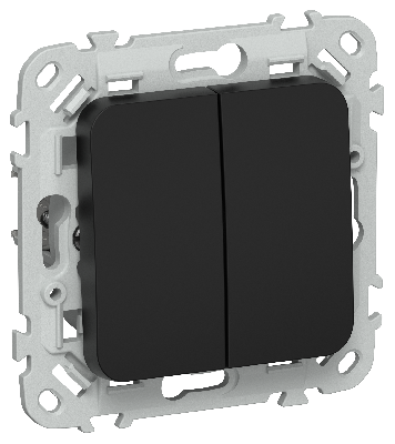 FLITE Выключатель 2-клавишный 10А ВС12-1-0-ФлЧ черный IEK