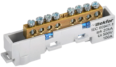 TEKFOR Шина N ноль неизолированная на универсальном держателе 6х9-8-С IEK