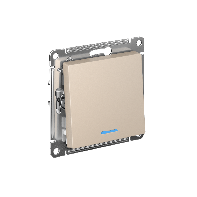 ATLASDESIGN 1-клавишный ПЕРЕКЛЮЧАТЕЛЬ с подсветкой, сх.6а, 10АХ, быстрозажимные клеммы, ПЕСОЧНЫЙ