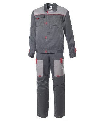 Костюм мужской ФАВОРИТ-2 куртка, полукомбинезон, цвет тёмно-серый с серым и красным, р-р 48-50 96-100/170-176