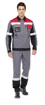 Костюм Виват NEW с полукомбинезоном, цвет серый с черной и красной отделкой, р. 104-108/170-176