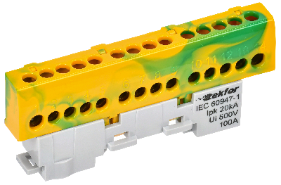 TEKFOR Шина PE земля изол на универсальном держателе 6х9-14-ЖЗ IEK