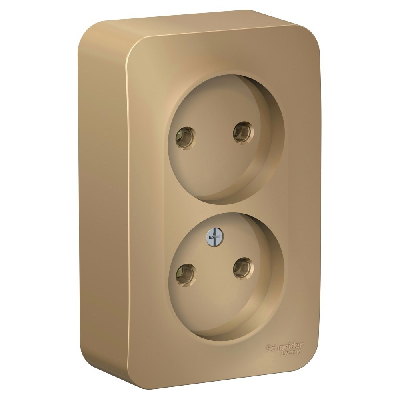 Розетка BLANCA наружная двойная, без заземления, без шторок, с изолирующей пластиной, 16А, 250В, титан