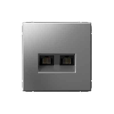 ARTGALLERY РОЗЕТКА двойная компьютерная RJ45+RJ45, кат. 5е, механизм, СТАЛЬ