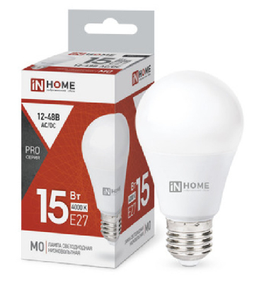 Лампа светодиодная низковольтная LED-MO-PRO 15Вт 12-48В Е27 4000К 1200Лм IN HOME