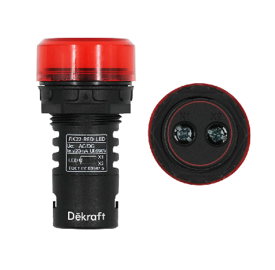 Лампа коммутационная ЛК-22 ADDS диам. 22мм LED красная 220В AC/DC
