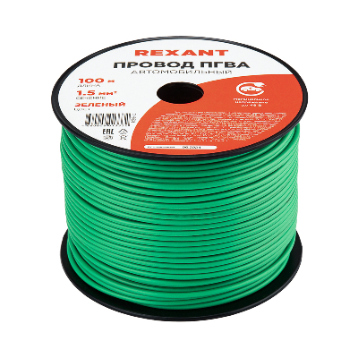 Провод ПГВА 1х1.50 мм2, зеленый, бухта 100 м,