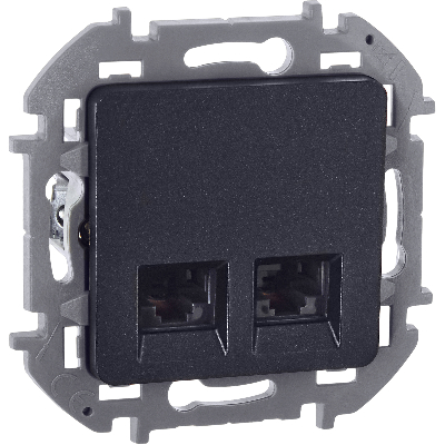 Розетка компьютерная двойная RJ45 категория 6 UTP антрацит INSPIRIA