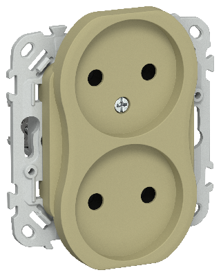 FLITE Розетка 2-местная без заземления без защитных шторок безвинтовое крепление 10А РС02-1-ФлО оливковый IEK