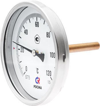 Термометр биметаллический осевой БТ-51.211 0-160С 1/2' 64 кл.1.5