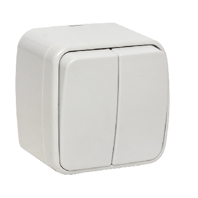 Выключатель Минск двухклавишный ОП 10А белый