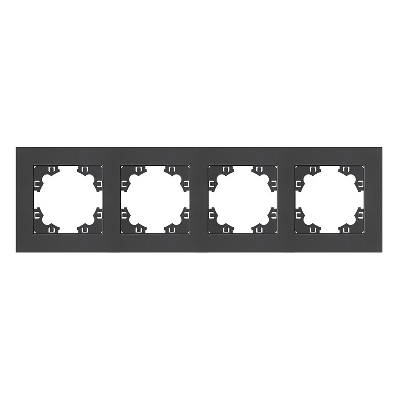Рамка четырехместная горизонтальная серия Афина графит (еврослот)