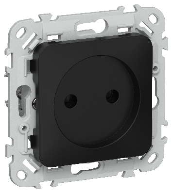 FLITE Розетка без заземления без защитных шторок безвинтовое крепление 10А РС01-1-ФлЧ черный IEK
