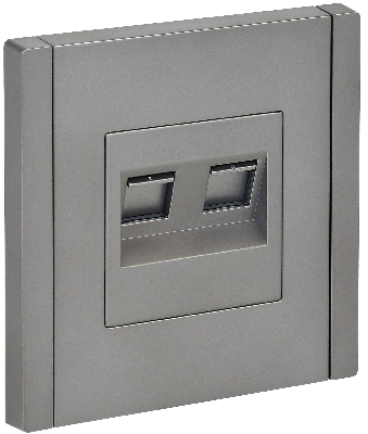 FORTE&PIANO Розетка компьютерная двойная RJ45 кат.5E FP533 сталь IEK