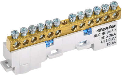 TEKFOR Шина N ноль неизолированная на универсальном держателе 6х9-12-С IEK