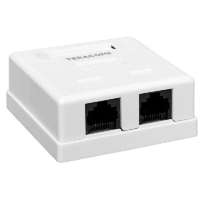 Розетка настенная TERACOM PRO Cat.6 неэкранированная 2 порта RJ-45 Dual IDC белая