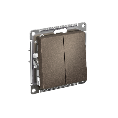 ATLASDESIGN 2-клавишный ПЕРЕКЛЮЧАТЕЛЬ, сх.6/2, 10АХ, быстрозажимные клеммы, МОККО